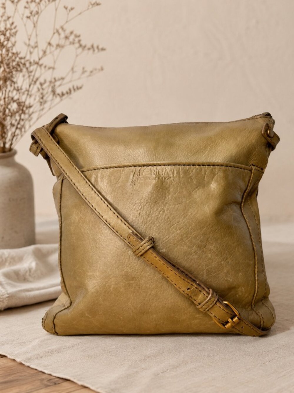 American Leather Co Green Crossbody Bag Shoulder Purse